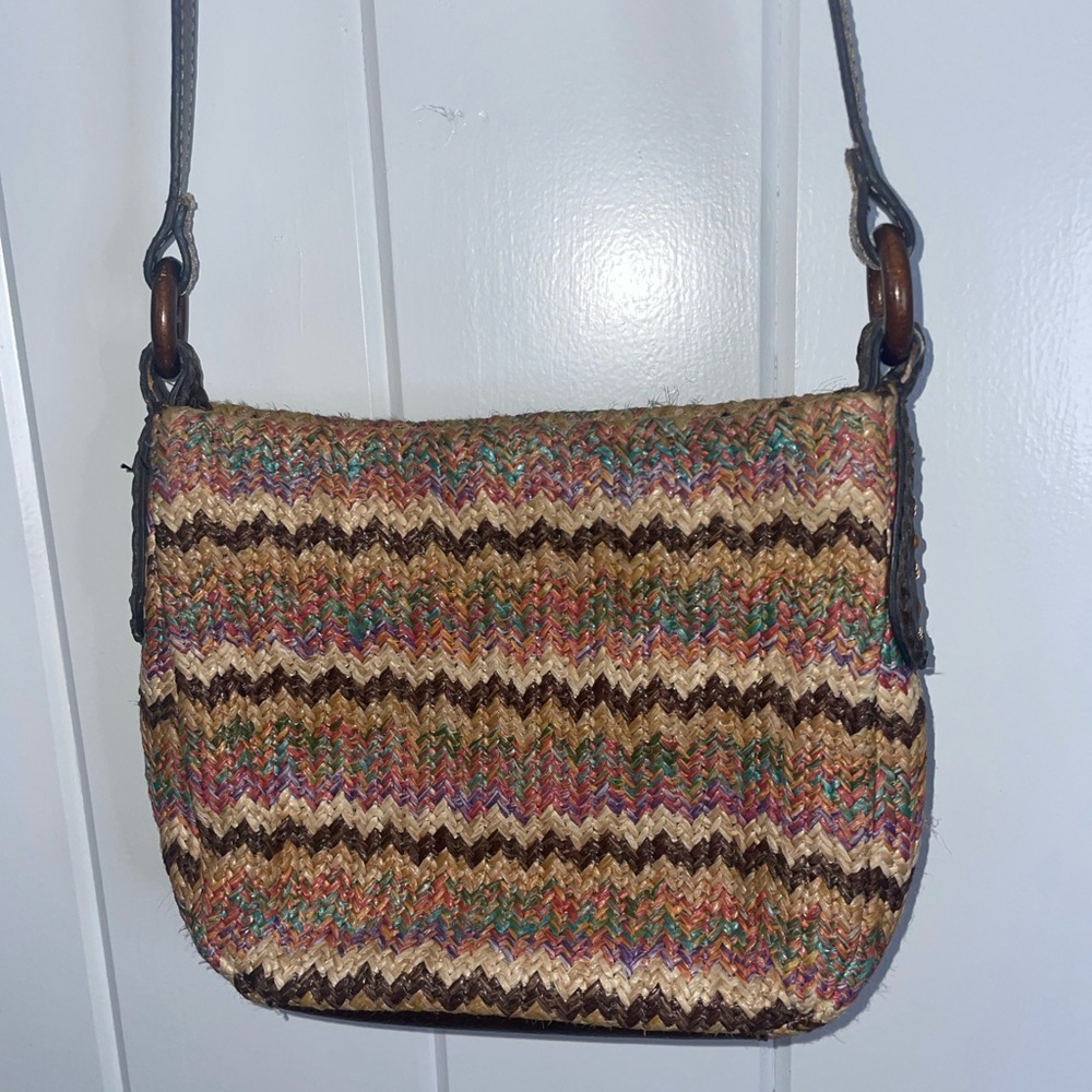 Fossil Key Per Multi Zig Zag Straw Woven Shoulder… - image 2